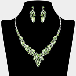 Marquise Cluster Embellished Evening Necklace