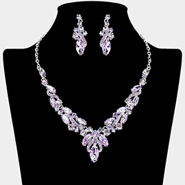 Marquise Cluster Embellished Evening Necklace