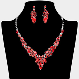 Marquise Cluster Embellished Evening Necklace