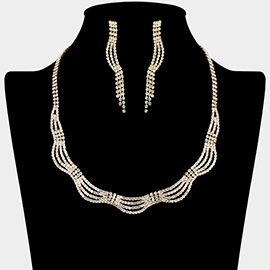 Rhinestone Paved Wavy Collar Necklace