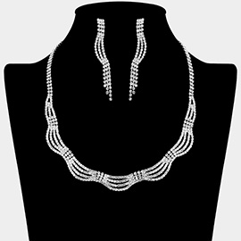 Rhinestone Paved Wavy Collar Necklace