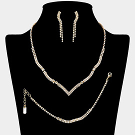 Wavy Rhinestone Paved Jewelry Set