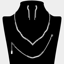 Wavy Rhinestone Paved Jewelry Set