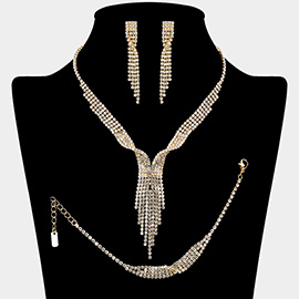 Rhinestone Paved Fringe Jewelry Set