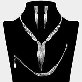 Rhinestone Paved Fringe Jewelry Set