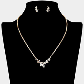 CZ Marquise Stone Cluster Pendant Pointed Rhinestone Paved Necklace