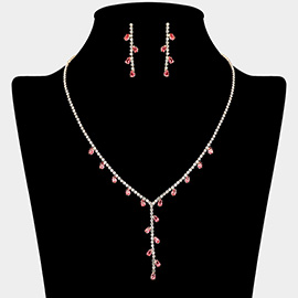 CZ Teardrop Cluster Pointed Rhinestone Paved Y Shaped Necklace