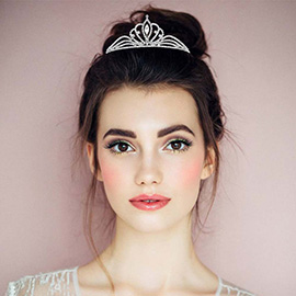 Marquise Stone Pointed Rhinestone Paved Princess Tiara
