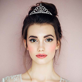 Marquise Stone Pointed Rhinestone Paved Princess Tiara
