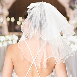 2 Tiers Short Bridal Wedding Bachelorette Bow Veil