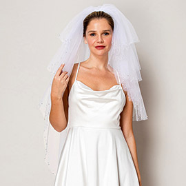 3 Tiers Pearl Rhinestone Bridal Wedding Bachelorette Veil