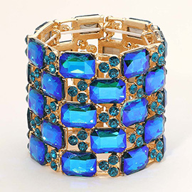 Emerald Cut Crystal Stretch Evening Bracelet