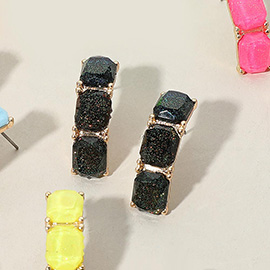 Triple Stone Cluster Earrings