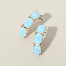 Triple Stone Cluster Earrings