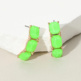Triple Stone Cluster Earrings