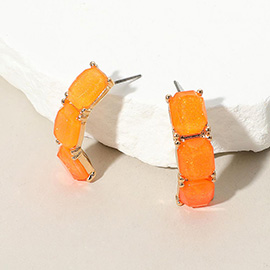 Triple Stone Cluster Earrings
