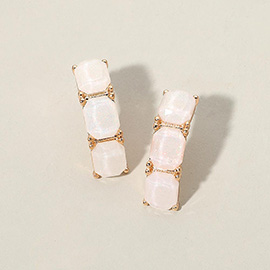 Triple Stone Cluster Earrings