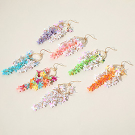 Flower Sequin Embellished Drop Dangle Earrings
