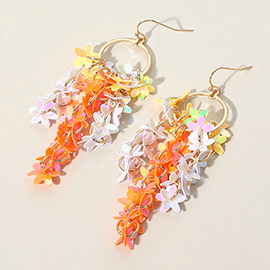 Flower Sequin Embellished Drop Dangle Earrings