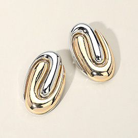 Oversized Metal Oval Swirl Earrings