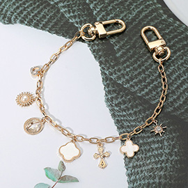 Mother of Pearl Quatrefoil Pearl Heart Charm Station Bag Charm