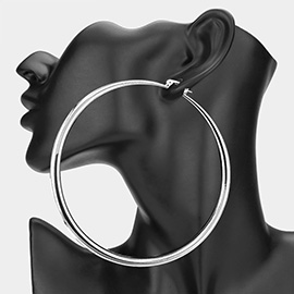 Oversized Metal Hoop Pin Catch Earrings