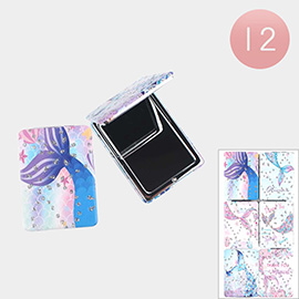 12PCS - Mermaid Tail Printed Cosmetic Mirrors