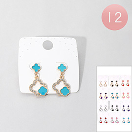12Pairs - Quatrefoil Dangle Earrings