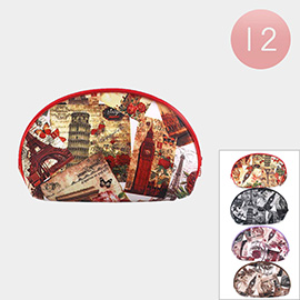 12PCS - Landmark Printed Makeup Pouch Bags