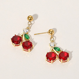 Stainless Steel Cherry Stone Cluster Dangle Earrings