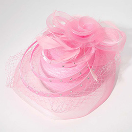 Mesh Flower Feather Pointed Fascinator / Dressy Hat
