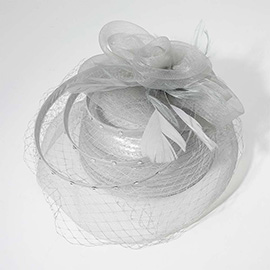 Mesh Flower Feather Pointed Fascinator / Dressy Hat