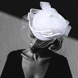 Stone Paved Mesh Bow Pointed Fascinator / Dressy Hat