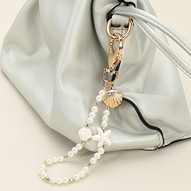 Pearl Starfish Seashell Beaded Keychain / Bag Charm