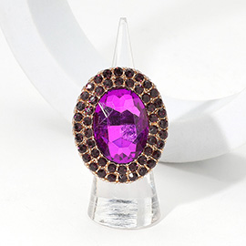 Oval Rhinestone Pointed Stretch Ring