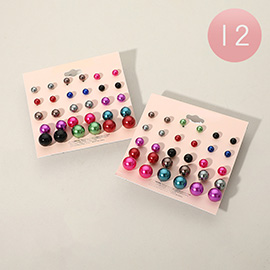 12 SET OF 15 - Ball Stud Earring Set