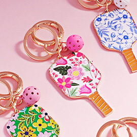 Enamel Pickleball Paddle Keychain / Bag Charm