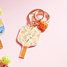 Enamel Pickleball Paddle Keychain / Bag Charm