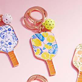 Enamel Pickleball Paddle Keychain / Bag Charm