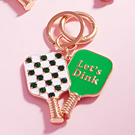 LETS DINK Message Double Enamel Pickleball Paddle Keychain / Bag Charm
