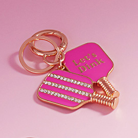 LETS DINK Message Double Enamel Pickleball Paddle Keychain / Bag Charm