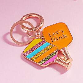 LETS DINK Message Double Enamel Pickleball Paddle Keychain / Bag Charm