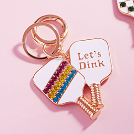 LETS DINK Message Double Enamel Pickleball Paddle Keychain / Bag Charm