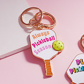 Enamel ALWYAS PICKLEBALL SEASON Message Paddle Keychain / Bag Charm