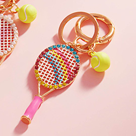Rainbow Tennis Locket Ball Keychain / Bag Charm