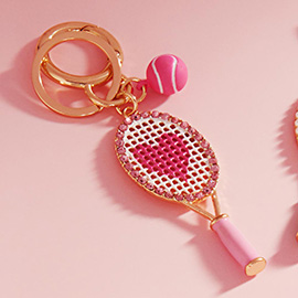 Heart Tennis Locket Ball Keychain / Bag Charm