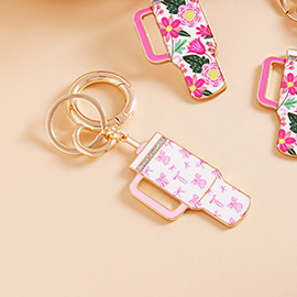 Enamel Bow Pattern Tumbler Back Engraved Keychain / Bag Charm