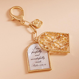 Psalm 139 14 Quatrefoil Charm Keychain / Bag Charm