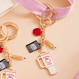 Enamel Teacher Fuel Tumbler Note Apple Charm Keychain / Bag Charm