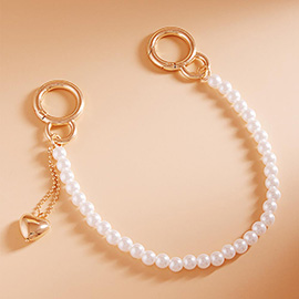 Metal Heart Charm Pointed Pearl Beaded Bag Charm